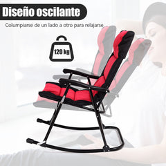 Set 2 Sillas Plegables con Mesa Baja de Exterior Juego de Muebles Sillas Asiento Acolchado para Patio Playa Piscina Rojo