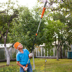 Sierra de Pértiga Eléctrica Telescópica de 212-286 cm Motosierra de Pértiga Multiángulo con Cabezal Ajustable Podadora de Árboles Naranja