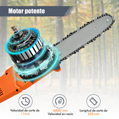 Sierra de Pértiga Eléctrica Telescópica de 212-286 cm Motosierra de Pértiga Multiángulo con Cabezal Ajustable Podadora de Árboles Naranja