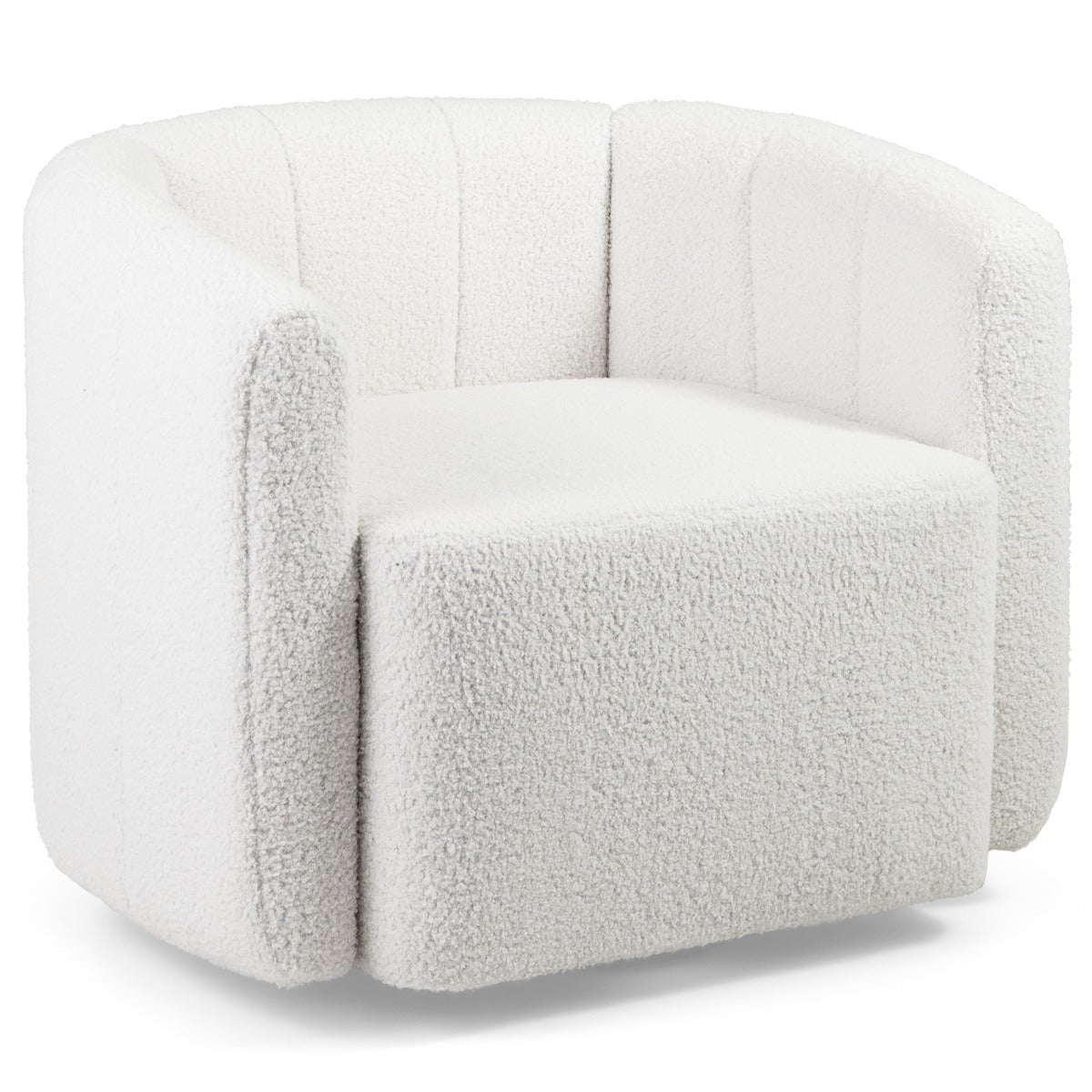 Sillón Giratorio Barrel Acento Moderno Tapizado en Sherpa con Respaldo y Descansabrazos con Forma de Calabaza para Salón Dormitorio Blanco