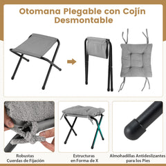 Sillón con Otomana Sillón de Ocio Moderno con Reposapiés Plegable Cojín de Cabeza Reposabrazos Silla Tapizada para Salón Dormitorio Gris