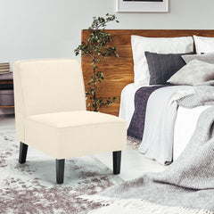 Butacas para Dormitorio Patas de Madera de Caucho y Cojín de Espuma Grueso Sillones Sala de Estar Oficina 73 x 61 x 80 cm Beige