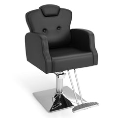 Sillón de Peluquería Hidráulico de 99-114 cm con Giro de 360° Reposacabezas Respaldo Reclinable y Ajuste de Altura Carga 150 kg Negro