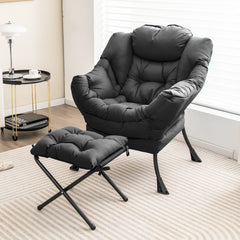 Sillón Reclinable con Otomana Butaca de Ocio con Almohada Reposapiés Reposabrazos Sofá para Salón Dormitorio 75 x 81 x 94,5 cm Gris