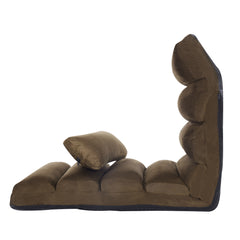 Sillón Plegable a Ras de Suelo Sofá Acolchado y Recubierto en Falso Ante Regulable en 5 Posiciones Soporte para Espalda Marrón