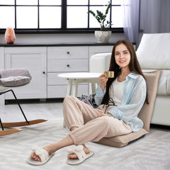 Silla a Ras de Suelo Sillón Reclinable Acolchado Regulable con Soporte Espalda Ideal para Leer Meditar Beige 98 x 47 x 7,5 cm