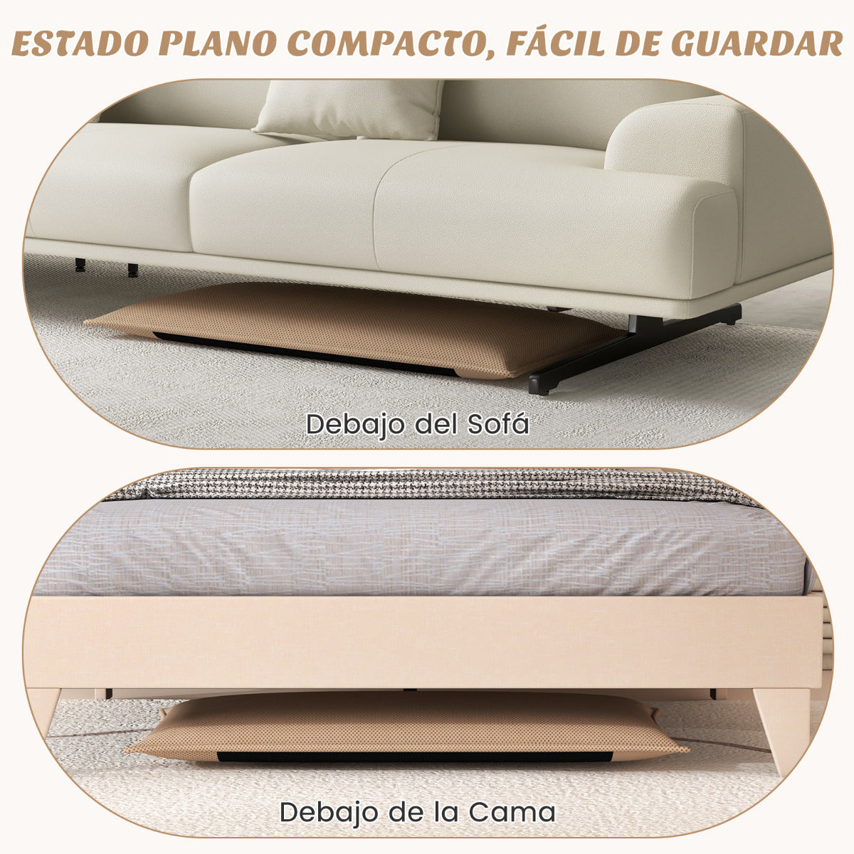 Silla a Ras de Suelo Sillón Reclinable Acolchado Regulable con Soporte Espalda Ideal para Leer Meditar Beige 98 x 47 x 7,5 cm