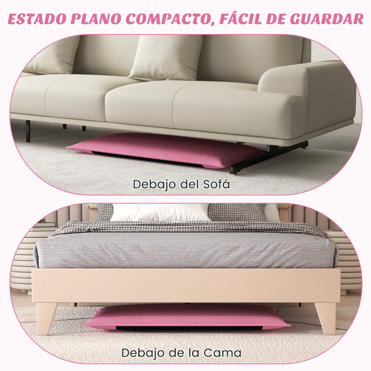 Silla a Ras de Suelo Sillón Reclinable Acolchado Regulable con Soporte Espalda Ideal para Leer Meditar Rosa 98 x 47 x 7,5 cm