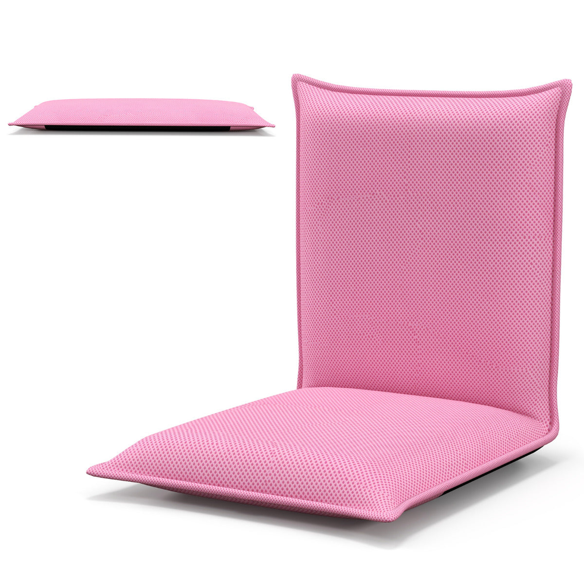 Silla a Ras de Suelo Sillón Reclinable Acolchado Regulable con Soporte Espalda Ideal para Leer Meditar Rosa 98 x 47 x 7,5 cm