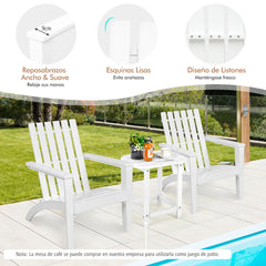 Silla Adirondack de Madera Acacia de Jardín Ergonómico con Apoyabrazos Sillón para Balcón Patio Piscina Terraza 69 x 73 x 85 cm Blanco