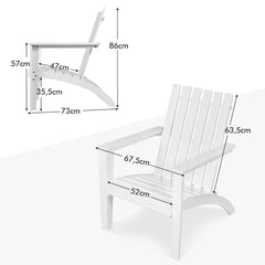Silla Adirondack de Madera Acacia de Jardín Ergonómico con Apoyabrazos Sillón para Balcón Patio Piscina Terraza 69 x 73 x 85 cm Blanco