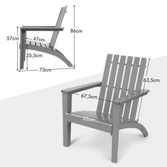 Silla Adirondack de Madera Acacia de Jardín Ergonómico con Apoyabrazos Sillón para Balcón Patio Piscina Terraza 69 x 73 x 85 cm Gris