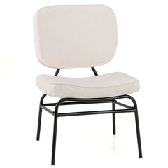 Silla de Acento Tapizada Silla de Lectura Sherpa Acolchado de Esponja Almohadillas Ajustables y Marco de Metal para Salón Dormitorio Blanco