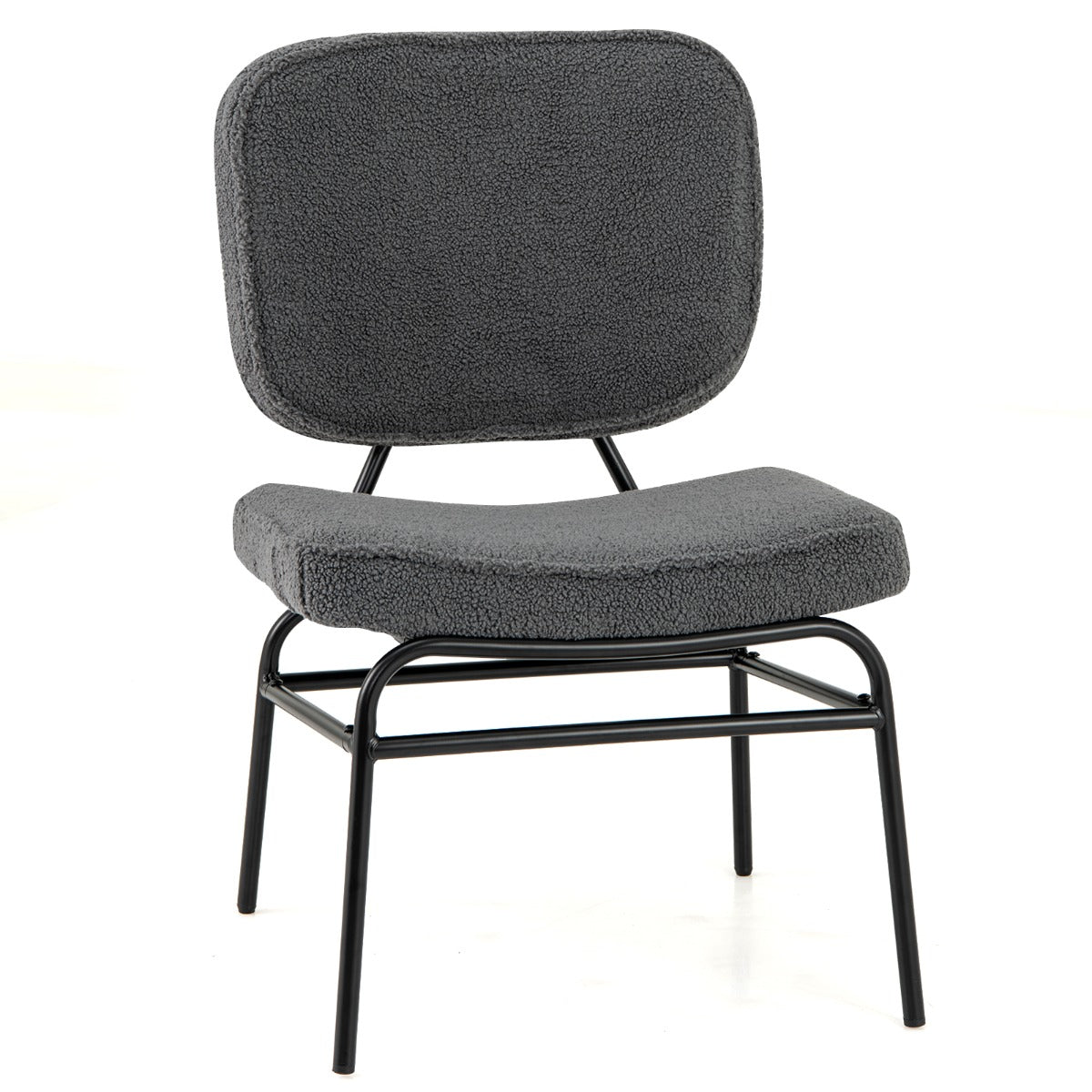 Silla de Acento Tapizada Silla de Lectura Sherpa Acolchado de Esponja Almohadillas Ajustables y Marco de Metal para Salón Dormitorio Gris