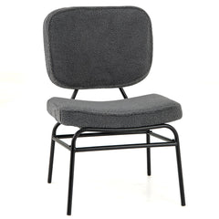 Silla de Acento Tapizada Silla de Lectura Sherpa Acolchado de Esponja Almohadillas Ajustables y Marco de Metal para Salón Dormitorio Gris