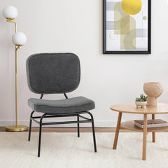 Silla de Acento Tapizada Silla de Lectura Sherpa Acolchado de Esponja Almohadillas Ajustables y Marco de Metal para Salón Dormitorio Gris