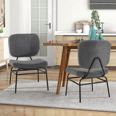 Silla de Acento Tapizada Silla de Lectura Sherpa Acolchado de Esponja Almohadillas Ajustables y Marco de Metal para Salón Dormitorio Gris