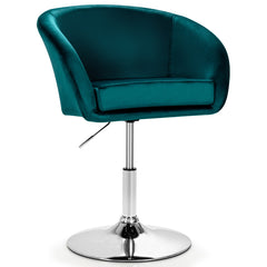 Silla de Bar de Terciopelo Giratoria Taburete de Ocio de Respaldo Ajustable en Altura con Esponja Elástica 61 x 52 x 72-86 cm-Verde