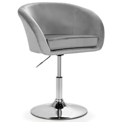 Silla de Bar de Terciopelo Giratoria Taburete de Ocio de Respaldo Ajustable en Altura con Esponja Elástica 61 x 52 x 72-86 cm-Gris