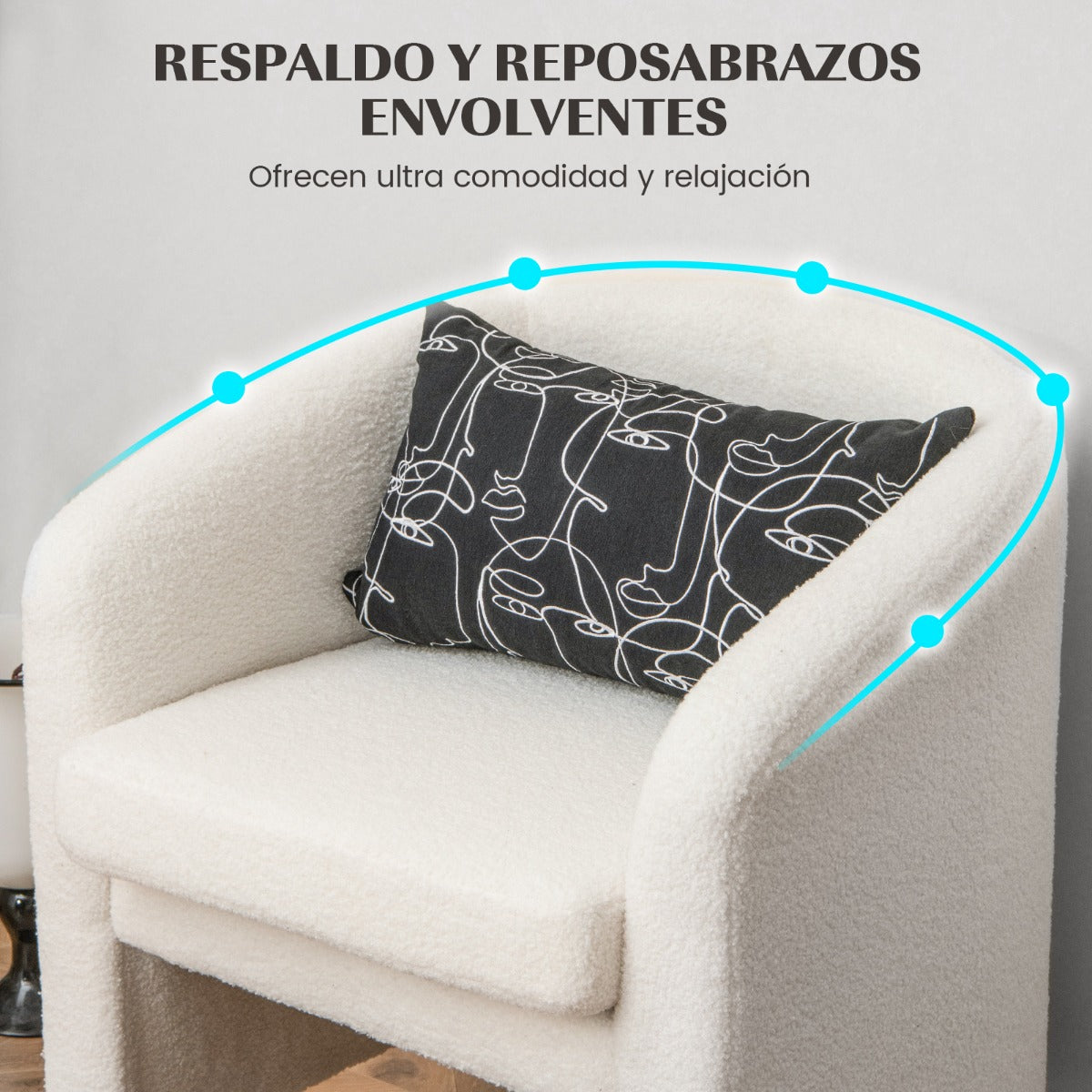 Silla de Barril para Dormitorio con Otomana Reposapiés Terciopelo Marco de Madera Maciza Almohadillas de Fieltro Antideslizantes Beige