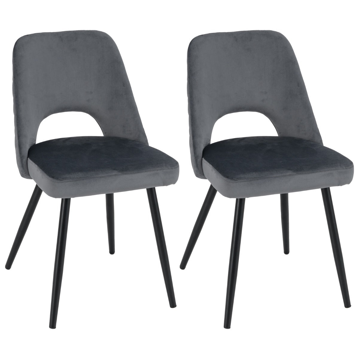Juego de 2 Sillas de Comedor Silla Tapizada con Cojín de Espuma Patas Metálicas Resistentes Almohadillas Silla de Acento para Cocina Gris
