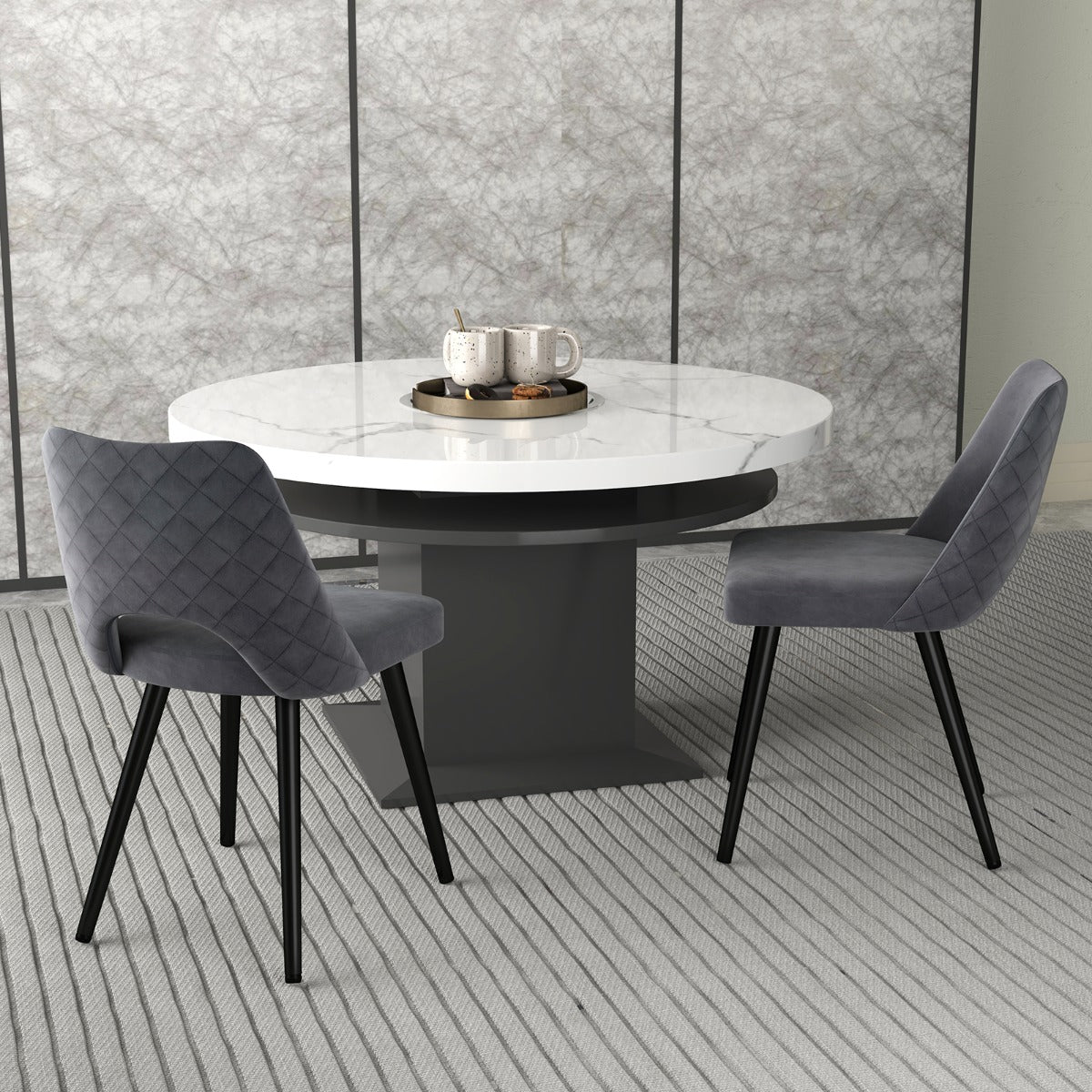 Juego de 2 Sillas de Comedor Silla Tapizada con Cojín de Espuma Patas Metálicas Resistentes Almohadillas Silla de Acento para Cocina Gris