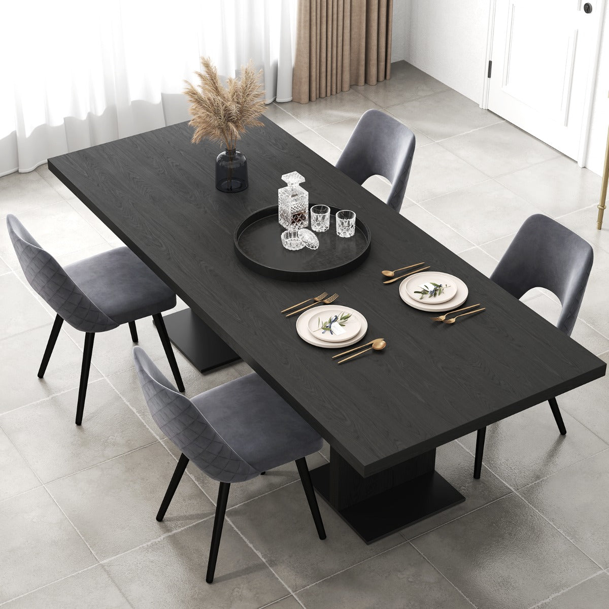 Juego de 2 Sillas de Comedor Silla Tapizada con Cojín de Espuma Patas Metálicas Resistentes Almohadillas Silla de Acento para Cocina Gris