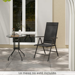 Juego de 2 Silla de Comedor Plegable para Patio Silla Exterior con Respaldo Alto Ajustable Reclinable para Jardín Piscina Camping Negro