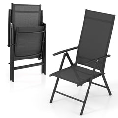 Juego de 1 Silla de Comedor Plegable para Patio Silla Exterior con Respaldo Alto Ajustable Reclinable para Jardín Piscina Camping Negro