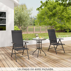 Juego de 1 Silla de Comedor Plegable para Patio Silla Exterior con Respaldo Alto Ajustable Reclinable para Jardín Piscina Camping Negro
