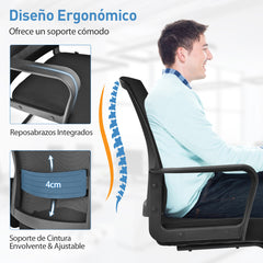 2 Sillas de Conferencia de Oficina Forma Trineo Respaldo Ergonómico de Red Asiento Acolchado Soporte Lumbar Regulable 60 x 54,5 x 94 cm Negro