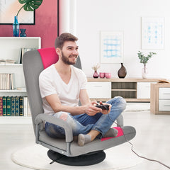 Sofá Silla Plegable de Suelo Regulable en 7 Posiciones con Base Giratoria a 360° y Reposabrazos Carga 150 kg 61-87 x 55 x 75 cm Rosa