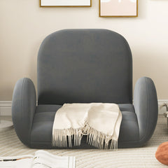 Silla Plegable para Juegos de Piso Silla Sofá Perezosa con Respaldo y Reposabrazos Ajustables Sillón Reclinable para Lectura Interior Gris