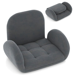Silla Plegable para Juegos de Piso Silla Sofá Perezosa con Respaldo y Reposabrazos Ajustables Sillón Reclinable para Lectura Interior Gris