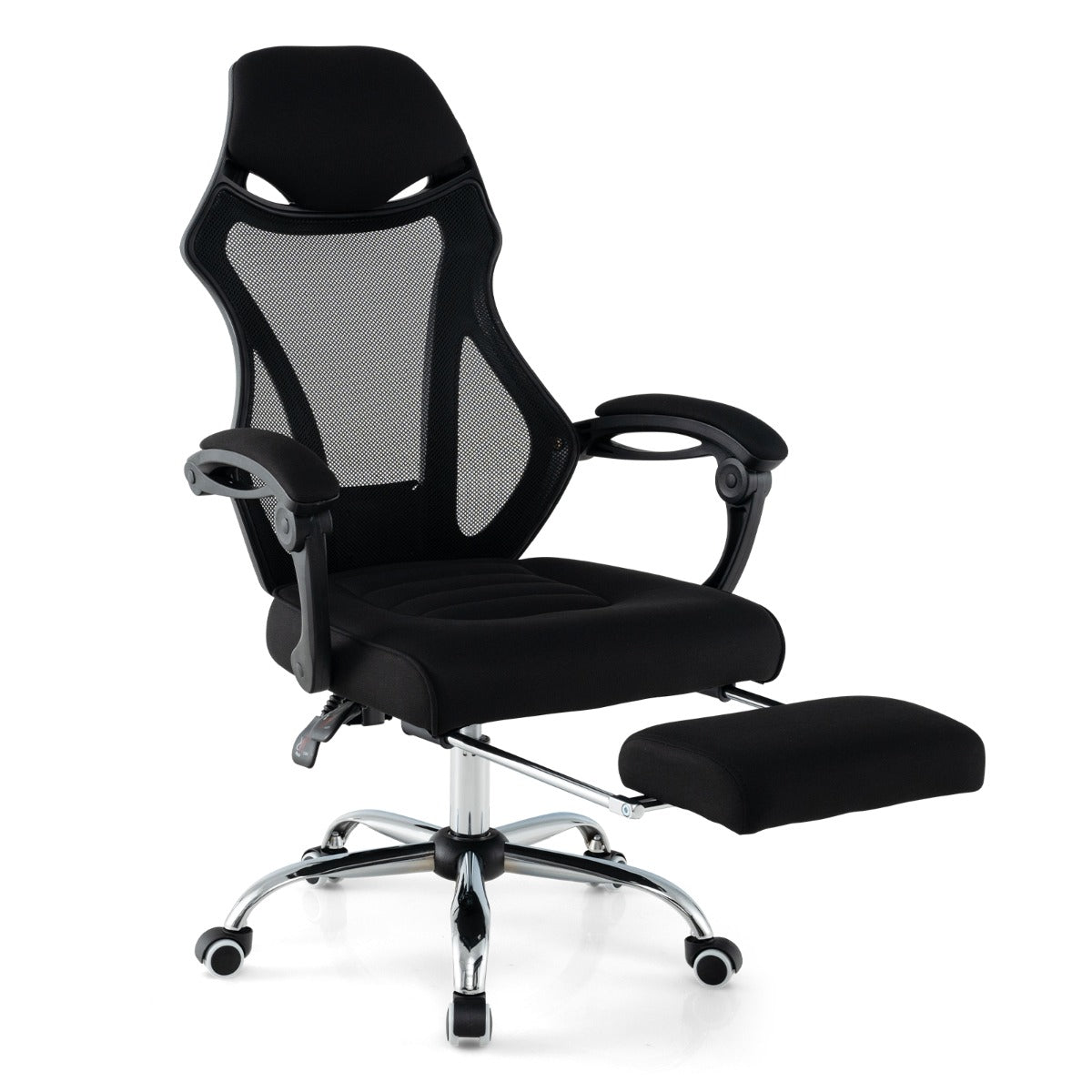 Silla Giratoria para Oficina Ergonómica con Respaldo Ajustable en Altura y Reclinado 70 x 68 x 109,5-116,5 cm Negro