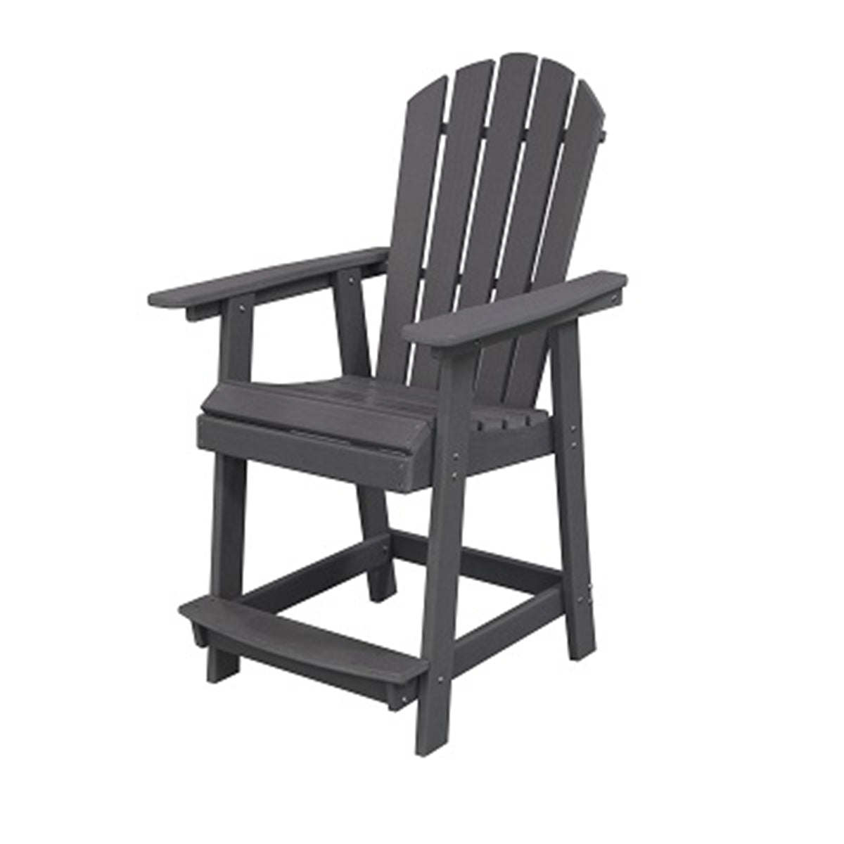 Silla de Patio de HDPE con Reposabrazos Reposapiés Silla Alta Adirondack Taburete de Bar Alta para Jardín Piscina 70 x 85 x 119 cm Negro