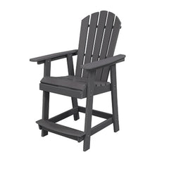 Silla de Patio de HDPE con Reposabrazos Reposapiés Silla Alta Adirondack Taburete de Bar Alta para Jardín Piscina 70 x 85 x 119 cm Negro