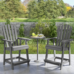 Silla de Patio de HDPE con Reposabrazos Reposapiés Silla Alta Adirondack Taburete de Bar Alta para Jardín Piscina 70 x 85 x 119 cm Gris