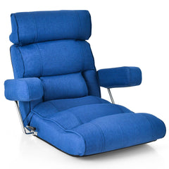Silla de Sofá Plegable de Suelo Sillón Ergonómico con Respaldo de Ajuste Sin Escalas Reposacabezas/Lumbar Ajustable en 6 Posiciones Azul