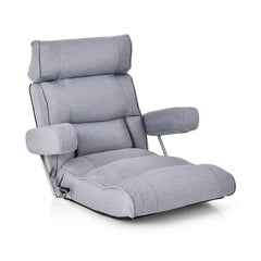 Silla de Sofá Plegable de Suelo Sillón Ergonómico con Respaldo de Ajuste Sin Escalas Reposacabezas/Lumbar Ajustable en 6 Posiciones Gris