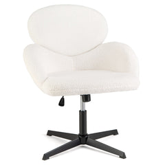 Silla Giratoria con Patas Cruzadas Altura Ajustable y Función de Balanceo Base de Metal Resistente 72 x 71 x 84-96 cm Blanco