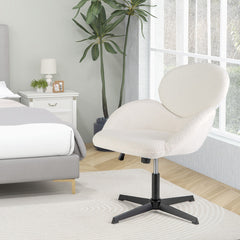 Silla Giratoria con Patas Cruzadas Altura Ajustable y Función de Balanceo Base de Metal Resistente 72 x 71 x 84-96 cm Blanco