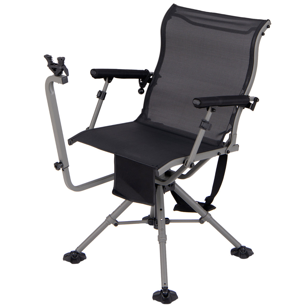 Silla para Caza y Tiro Asiento Plegable para Francotirador con 3 Posiciones de Patas Ajustables Giro de 360° Soporte para Rifle Negro