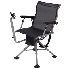 Silla para Caza y Tiro Asiento Plegable para Francotirador con 3 Posiciones de Patas Ajustables Giro de 360° Soporte para Rifle Negro