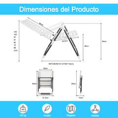 Silla Plegable de Patio de PP Ajustable y Reclinable con Respaldo de 7 Niveles Hasta 120kg Blanca