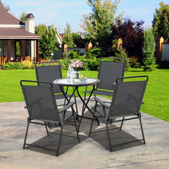 Silla Plegable para Exteriores de 4 Piezas con Respaldo Reposabrazos Reposapiés Tela Transpirable Almohadillas Antideslizantes para Jardín