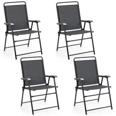 Silla Plegable para Exteriores de 4 Piezas con Respaldo Reposabrazos Reposapiés Tela Transpirable Almohadillas Antideslizantes para Jardín