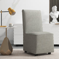 Silla Tapizada de Tela de Lino con Ruedas Resistentes Cubierta Removible Cómoda Silla de Ocio 47 x 60,5 x 98 cm Gris
