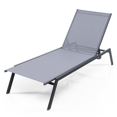 Silla Tumbona Ajustable de Exterior Reclinable de 6 Posiciones para Patio con Posición Plana Acostada y Tejido de Secado Rápido para Piscina