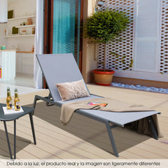 Silla Tumbona Ajustable de Exterior Reclinable de 6 Posiciones para Patio con Posición Plana Acostada y Tejido de Secado Rápido para Piscina